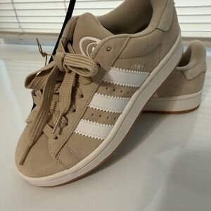 adidas Beige Knit-Trim Casual Sneakers